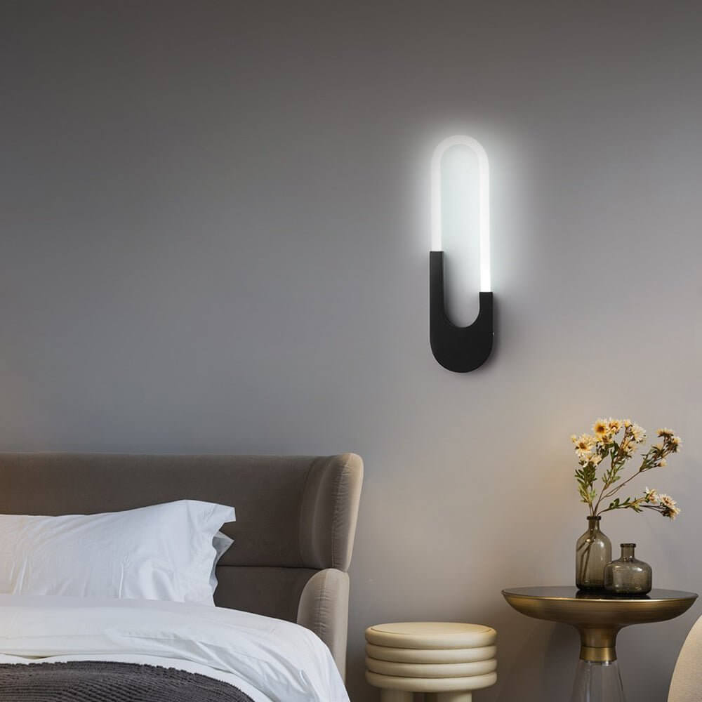 Modern Oval LED Wall Sconce - 16" H Iron & Acrylic