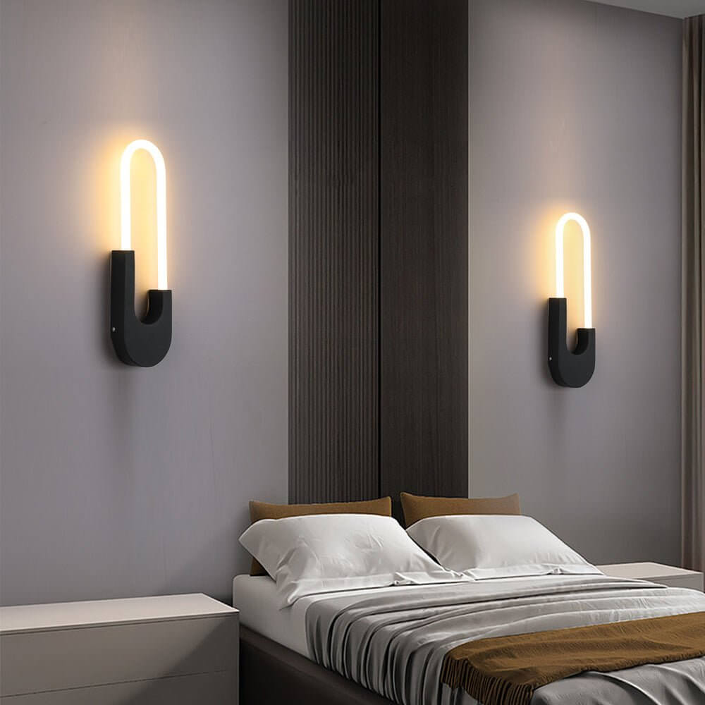 Modern Oval LED Wall Sconce - 16" H Iron & Acrylic