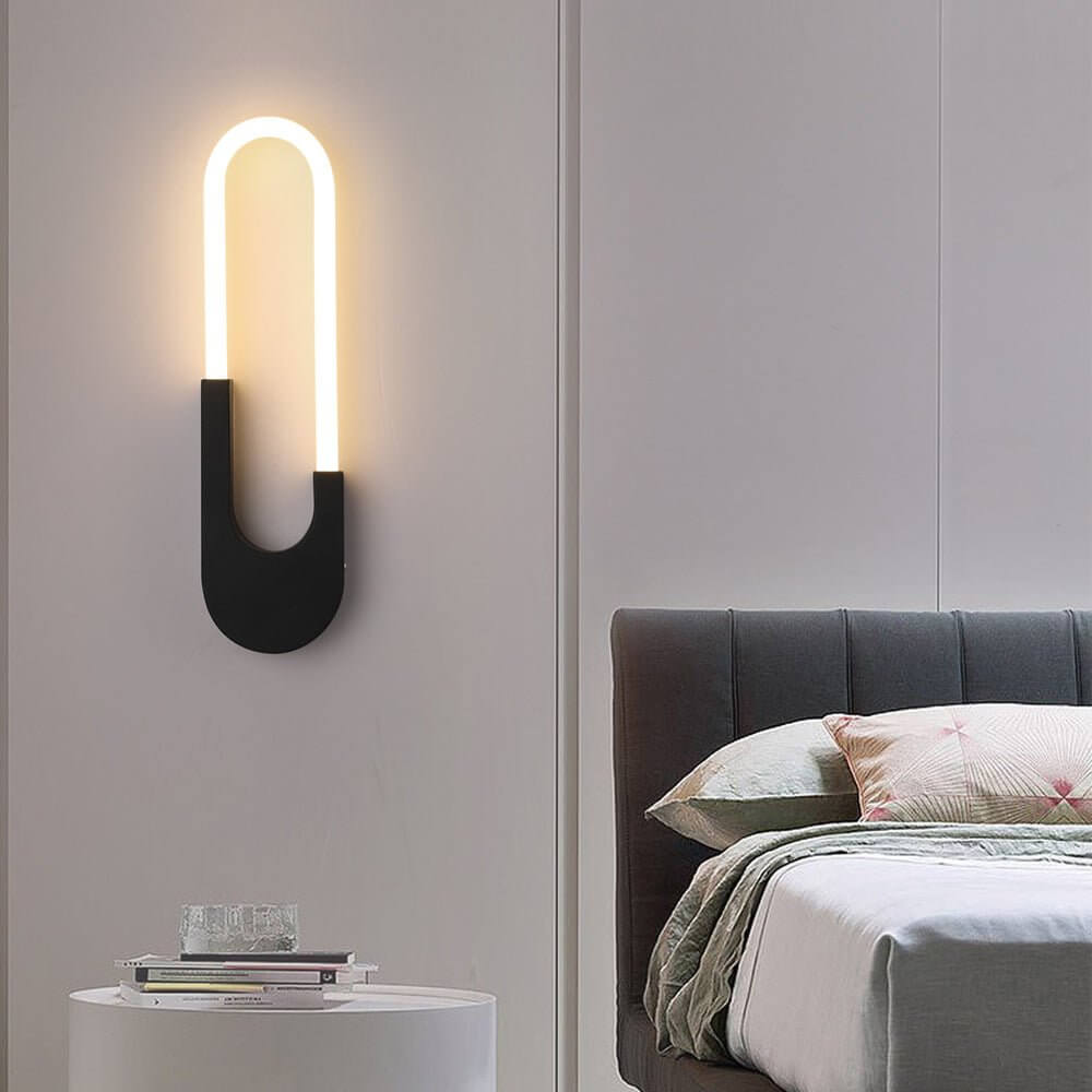 Modern Oval LED Wall Sconce - 16" H Iron & Acrylic