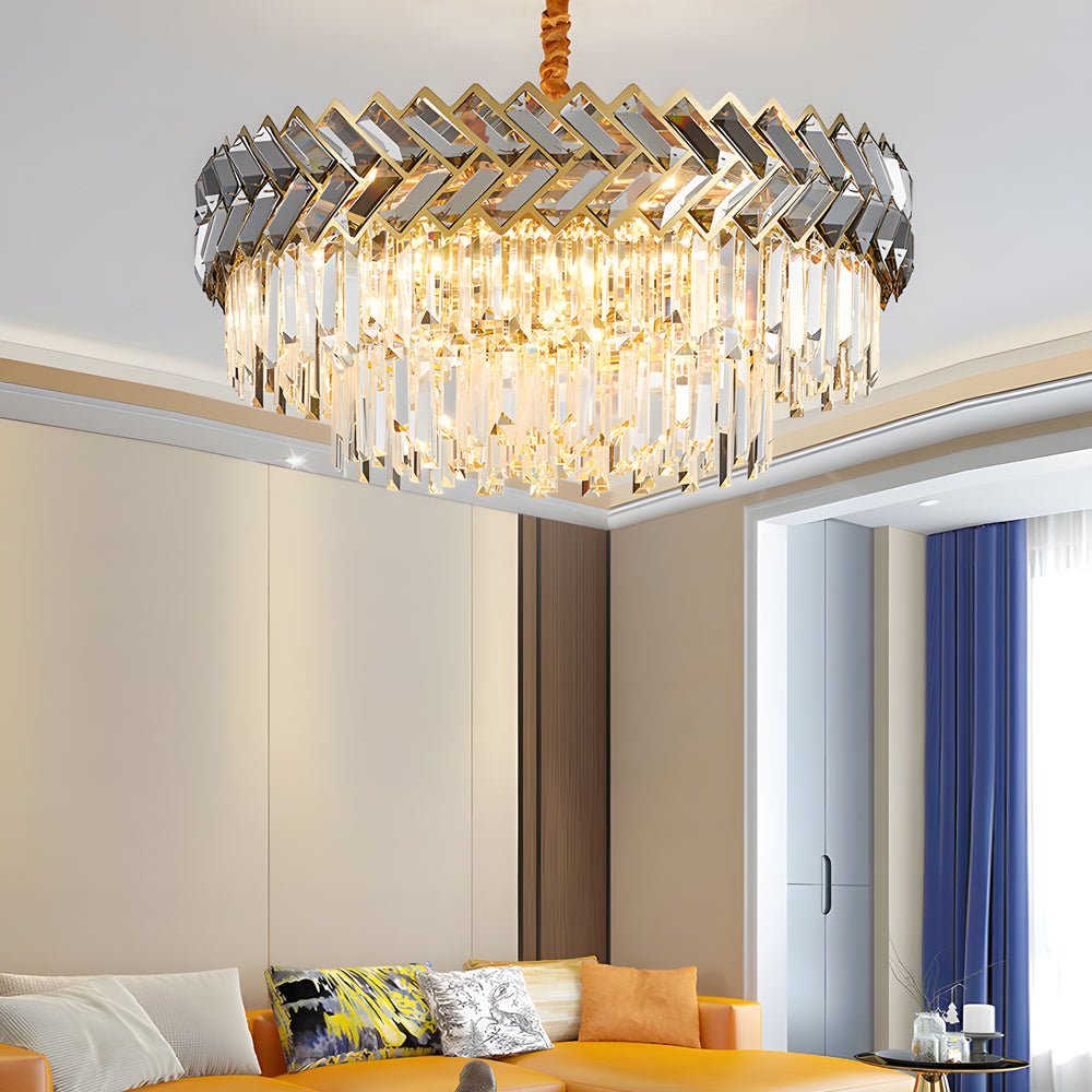 Dimmable Crystal Chandelier – Modern Geometric Design with LED