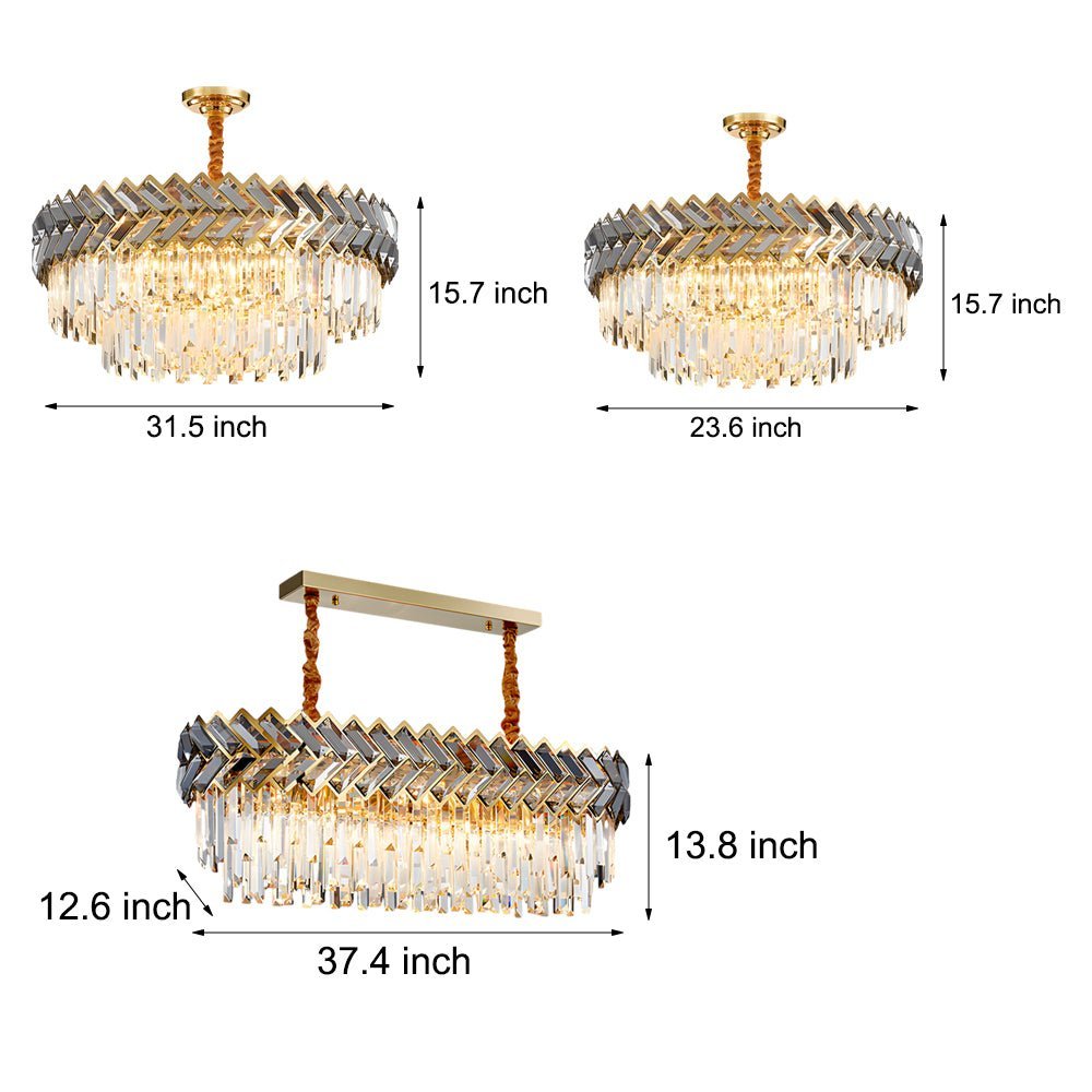 Dimmable Crystal Chandelier – Modern Geometric Design with LED