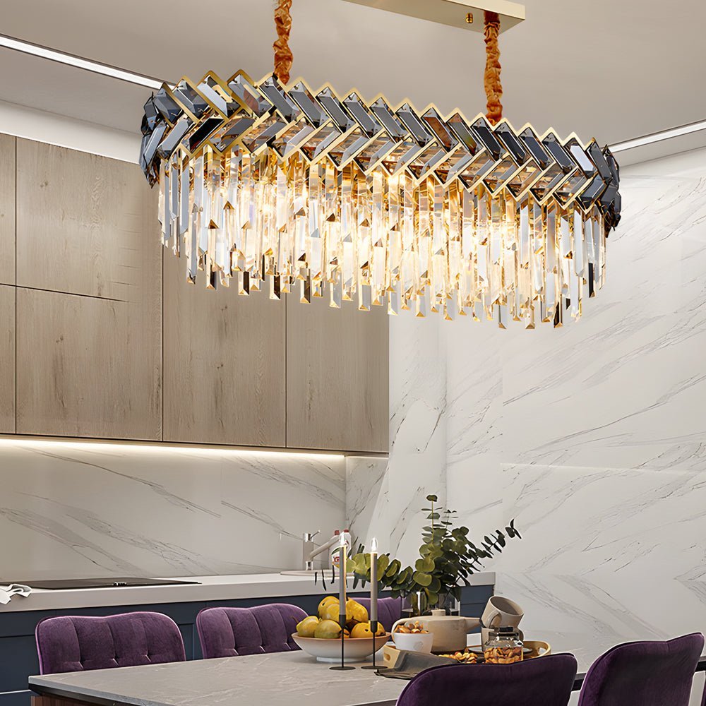 Dimmable Crystal Chandelier – Modern Geometric Design with LED
