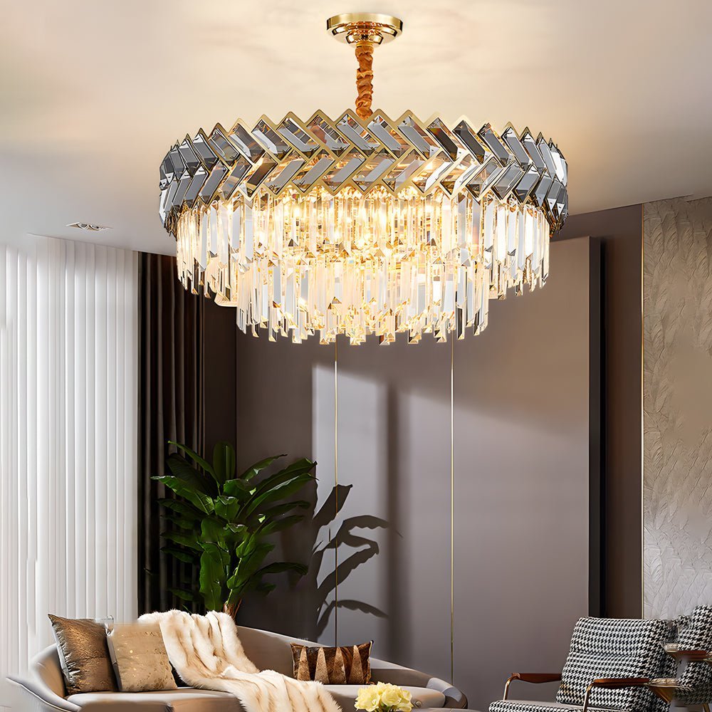 Dimmable Crystal Chandelier – Modern Geometric Design with LED