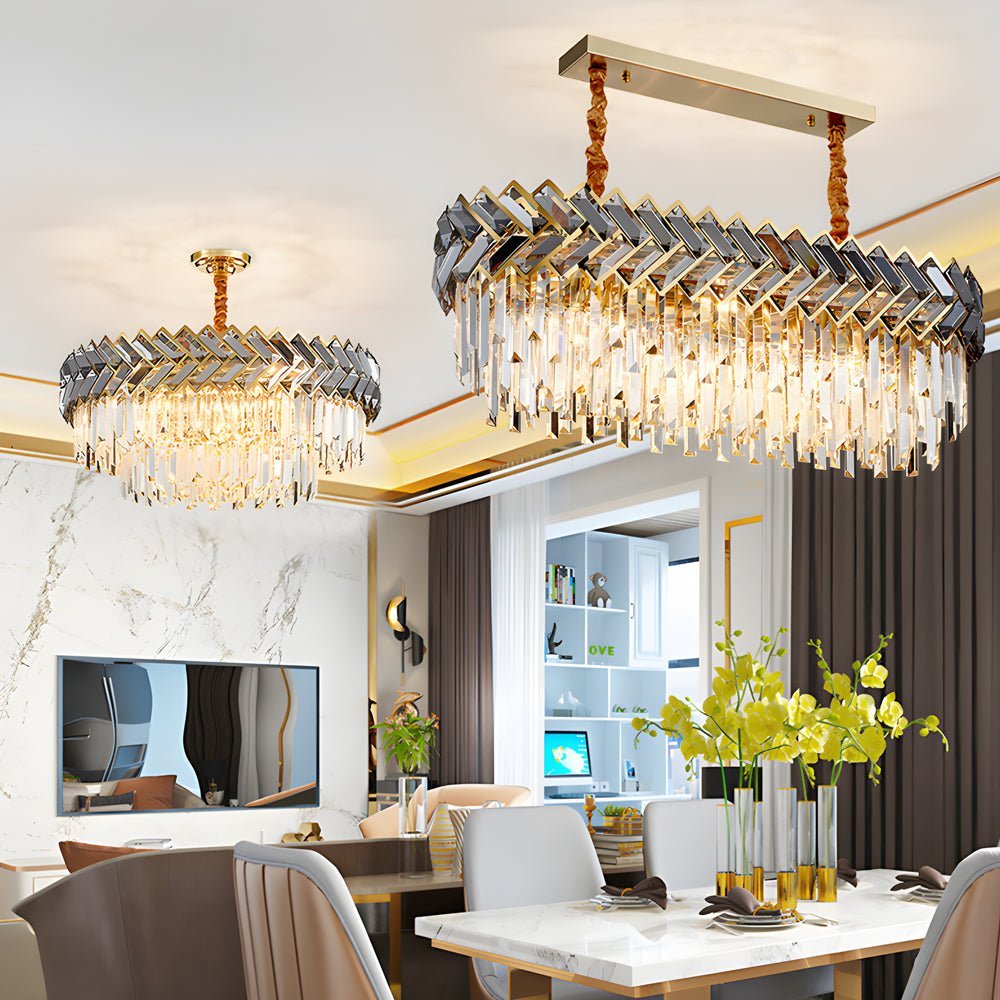 Dimmable Crystal Chandelier – Modern Geometric Design with LED