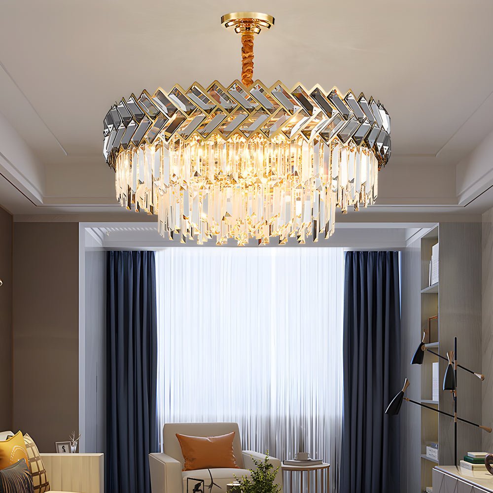 Dimmable Crystal Chandelier – Modern Geometric Design with LED