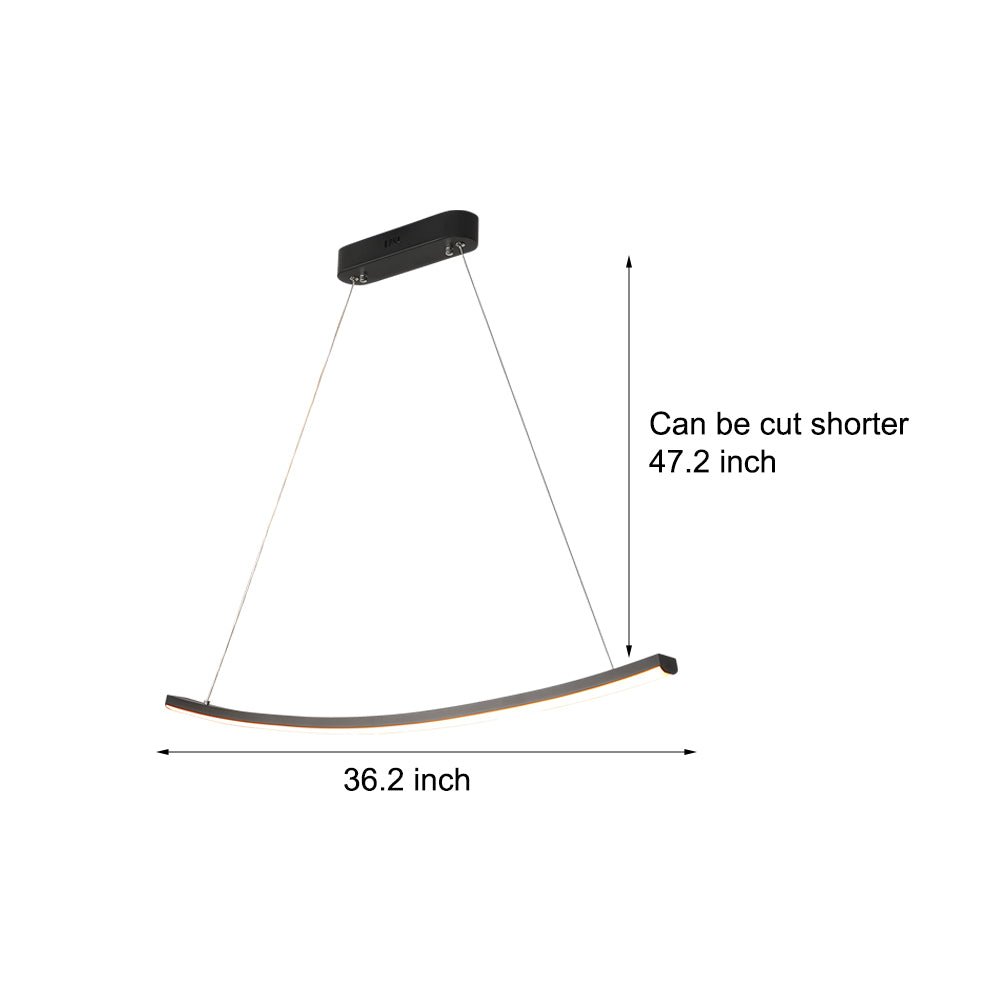 Modern LED Linear Arc Pendant Light – Matte Black Kitchen Island