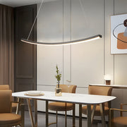 Modern LED Linear Arc Pendant Light – Matte Black Kitchen Island