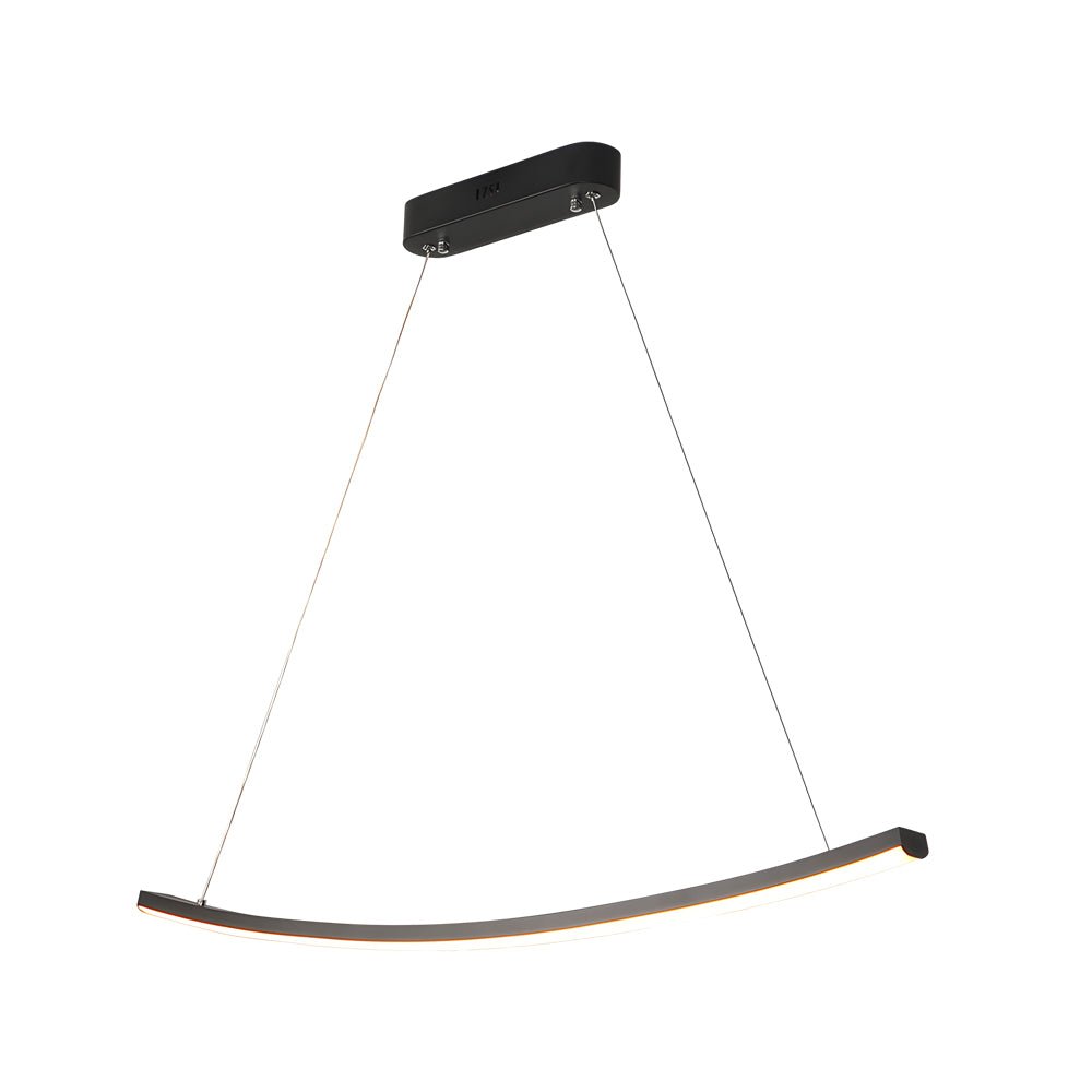 Modern LED Linear Arc Pendant Light – Matte Black Kitchen Island