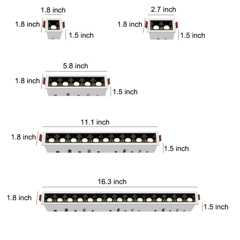 Modern Linear Recessed LED Downlight – 1/2/5/10/15 Lights