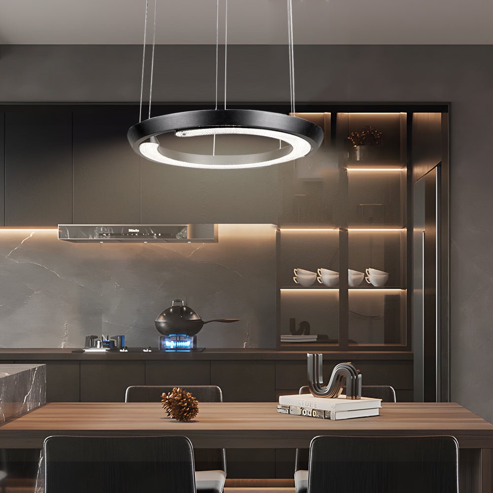 Modern LED Ring Pendant Light with Acrylic Shade - Adjustable