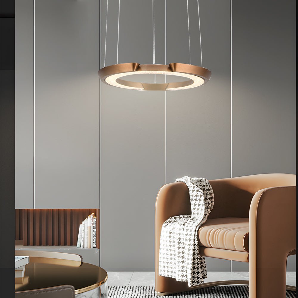 Modern LED Ring Pendant Light with Acrylic Shade - Adjustable