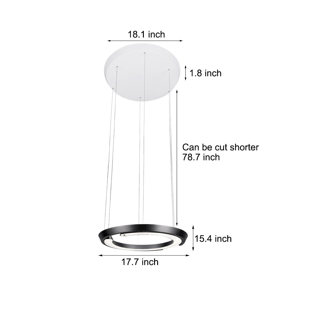 Modern LED Ring Pendant Light with Acrylic Shade - Adjustable