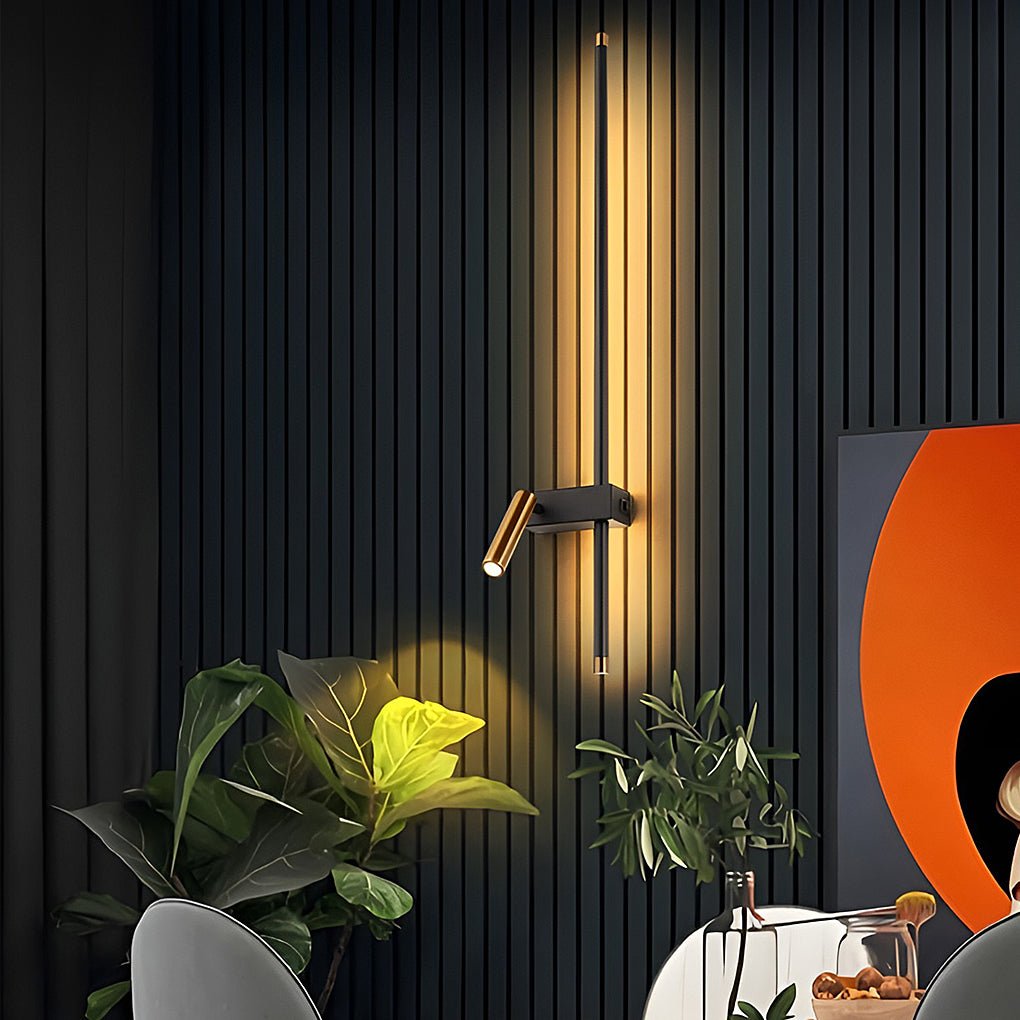 Modern LED Wall Light with Adjustable Spotlight in Black