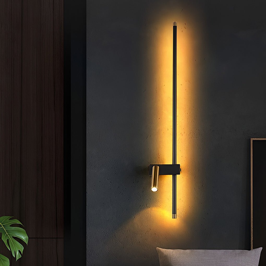 Modern LED Wall Light with Adjustable Spotlight in Black