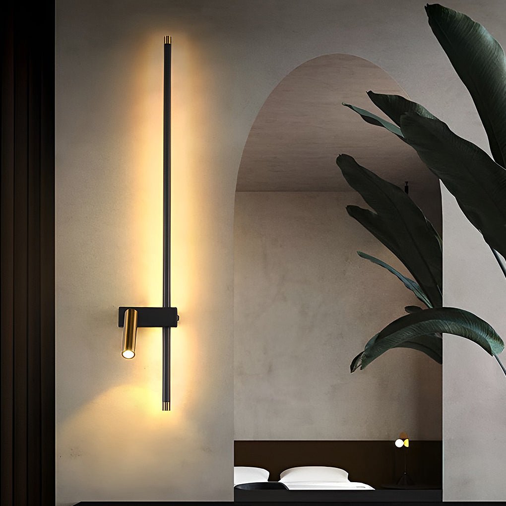 Modern LED Wall Light with Adjustable Spotlight in Black