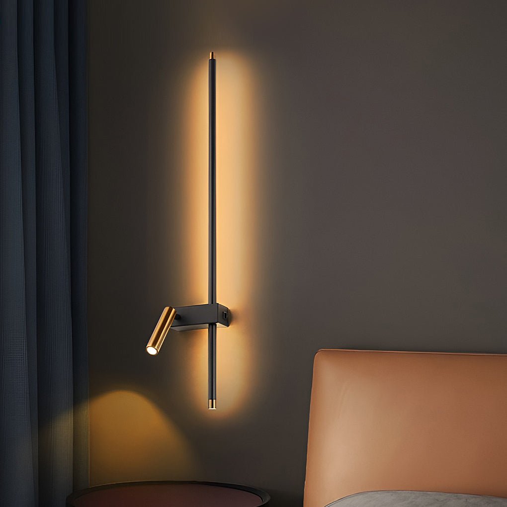Modern LED Wall Light with Adjustable Spotlight in Black
