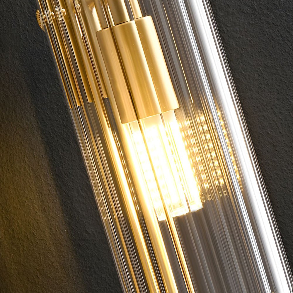 4-Light Oval Brass Wall Lamp with Clear Glass Shades