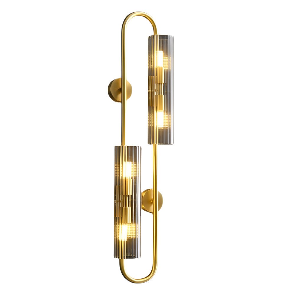 4-Light Oval Brass Wall Lamp with Clear Glass Shades