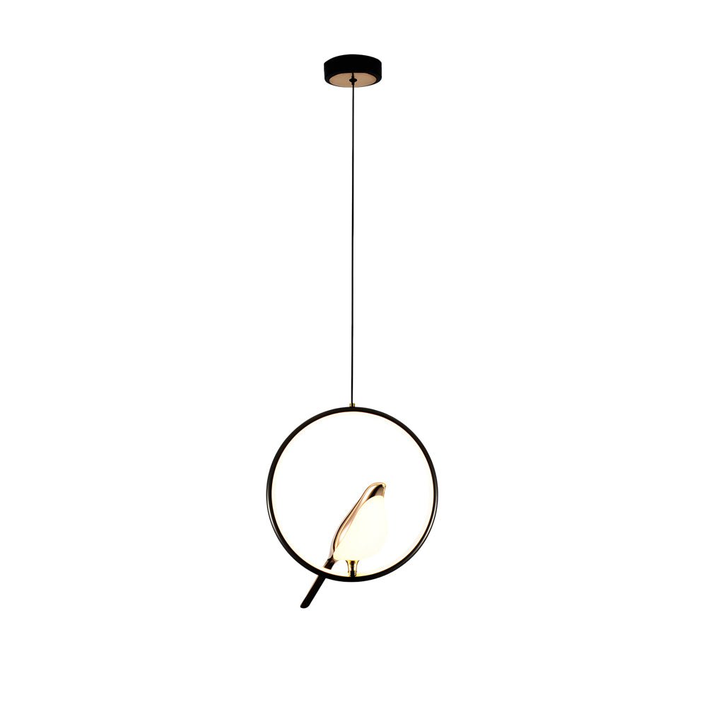 Modern Bird Pendant Light - Circle/Oval Ring Design