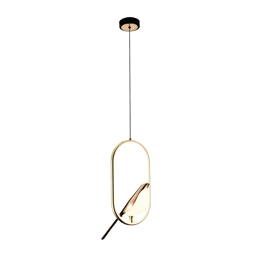 Modern Bird Pendant Light - Circle/Oval Ring Design