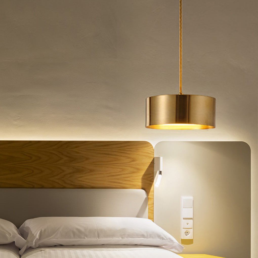 Modern Round Iron Pendant Light with Acrylic Shade