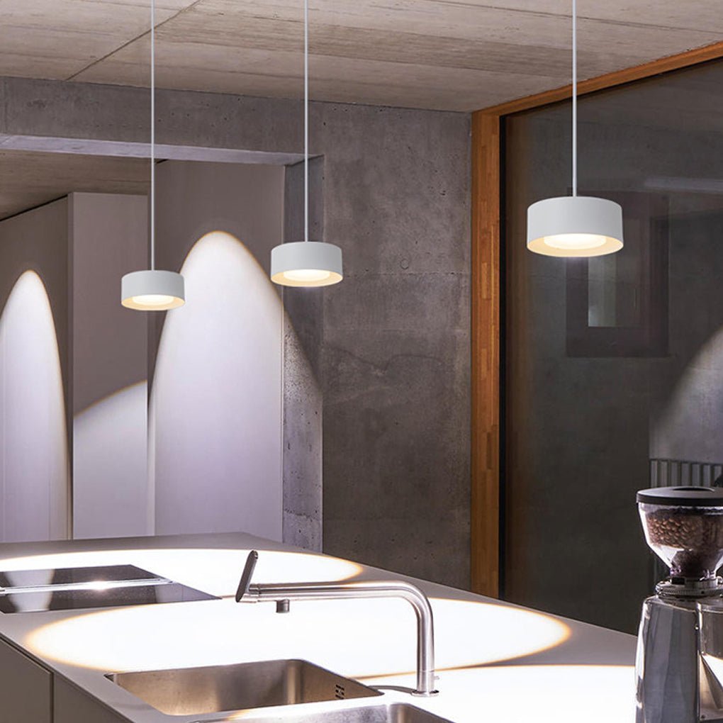 Modern Round Iron Pendant Light with Acrylic Shade