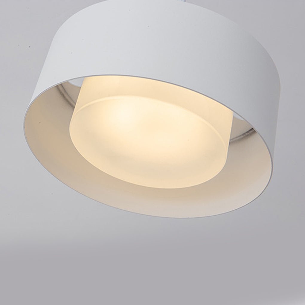 Modern Round Iron Pendant Light with Acrylic Shade