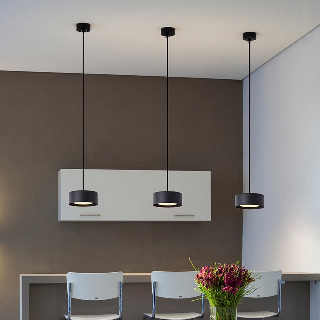 Modern Round Iron Pendant Light with Acrylic Shade