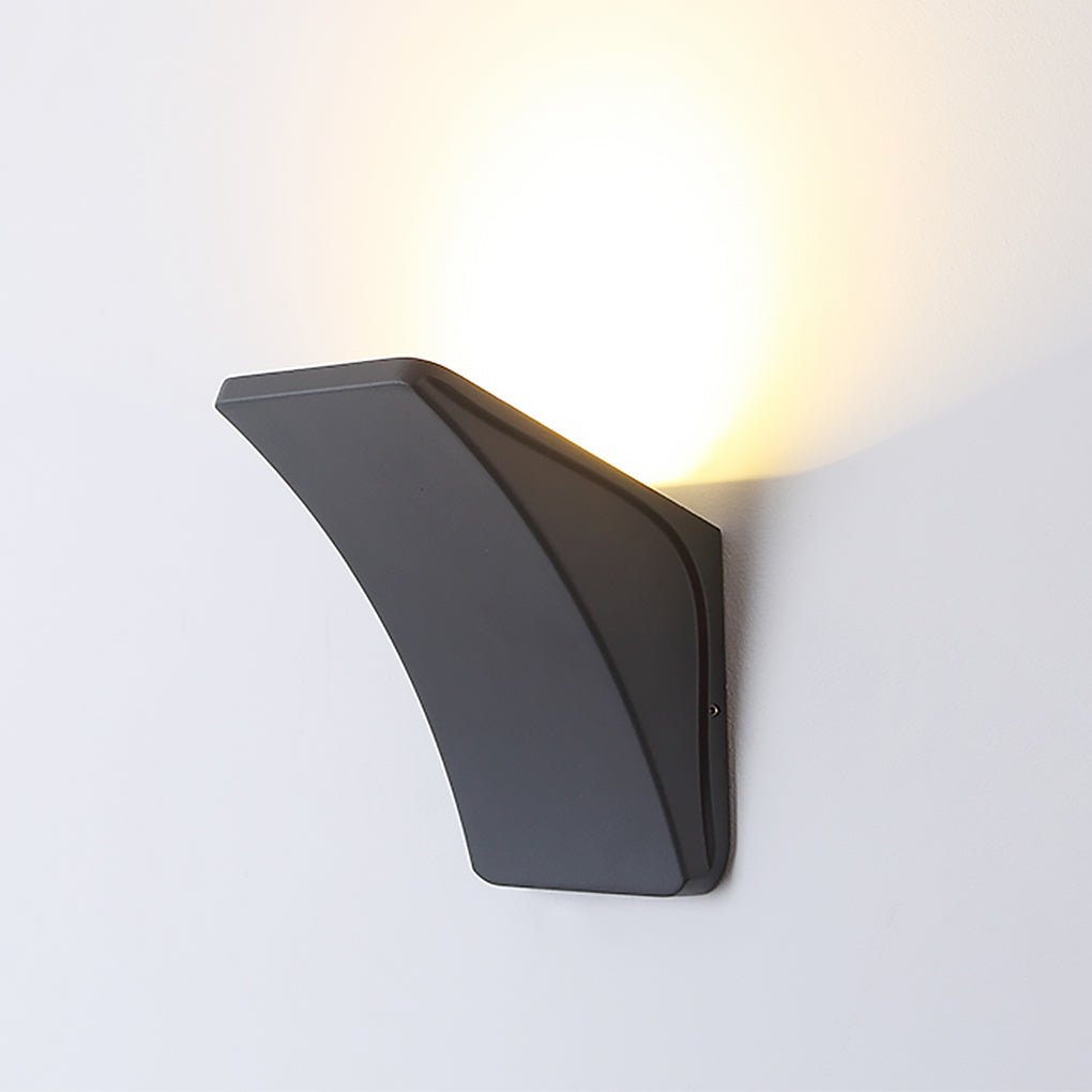 Modern LED Outdoor Wall Light - Black Aluminum & Glass Sconce