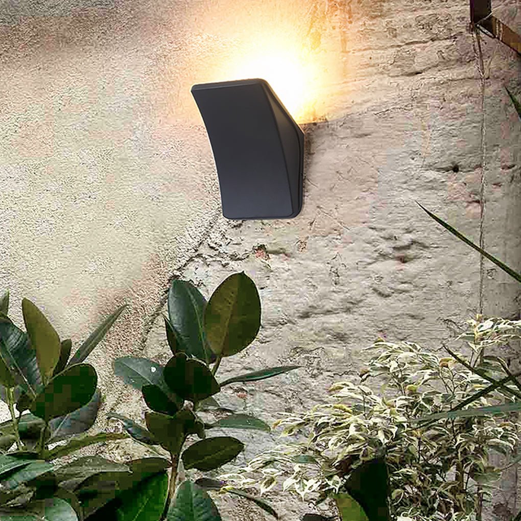 Modern LED Outdoor Wall Light - Black Aluminum & Glass Sconce