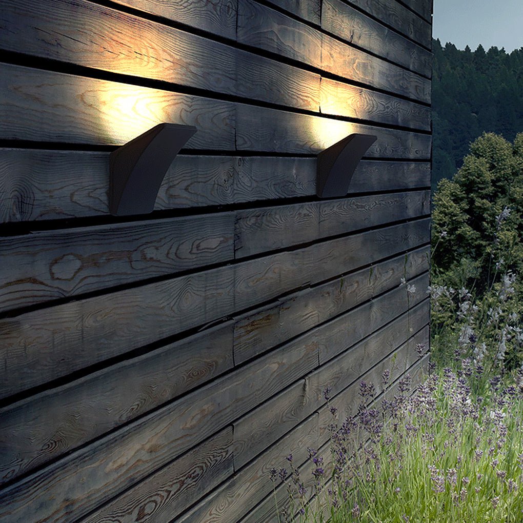 Modern LED Outdoor Wall Light - Black Aluminum & Glass Sconce
