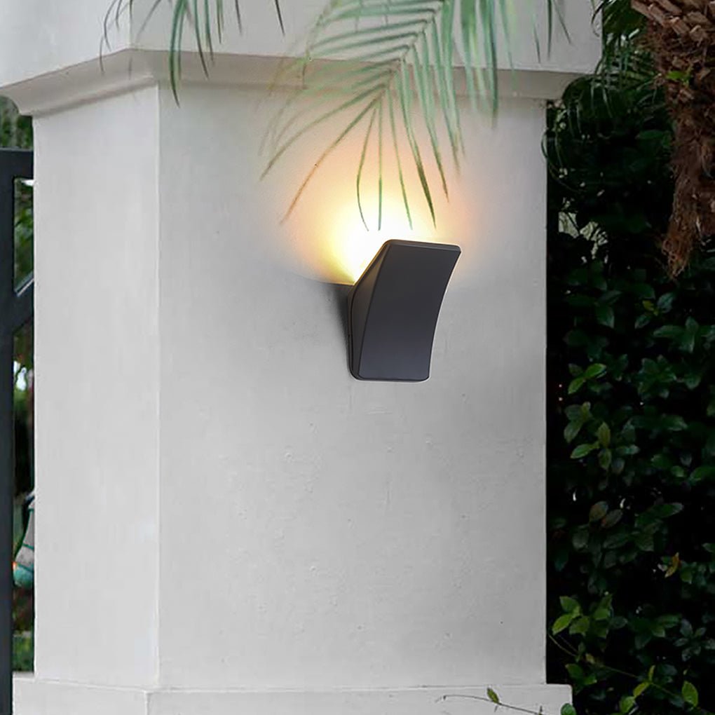 Modern LED Outdoor Wall Light - Black Aluminum & Glass Sconce