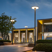 Modern Round LED Outdoor Pole Light - Waterproof Street Lamp Gray