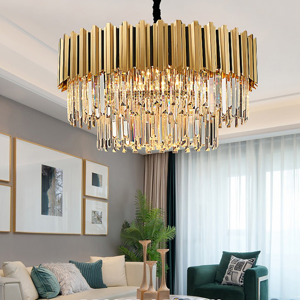 Modern Crystal Chandelier with Geometric Design | LED E14