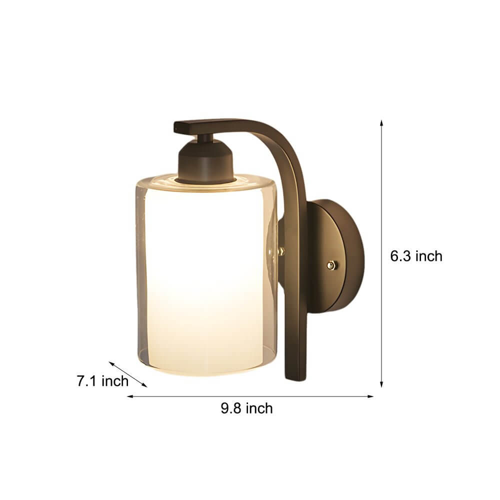 Modern Black Cylindrical Glass Wall Sconce with Ambient LED