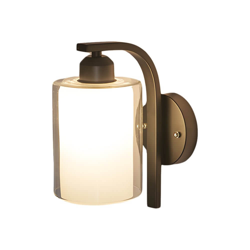 Modern Black Cylindrical Glass Wall Sconce with Ambient LED