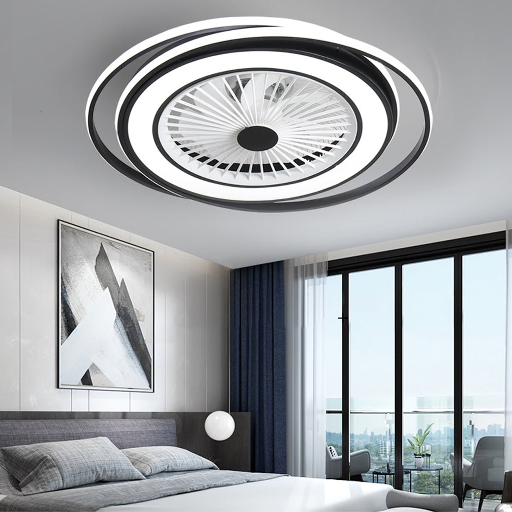Modern Bladeless Ceiling Fan Light with Stepless Dimming