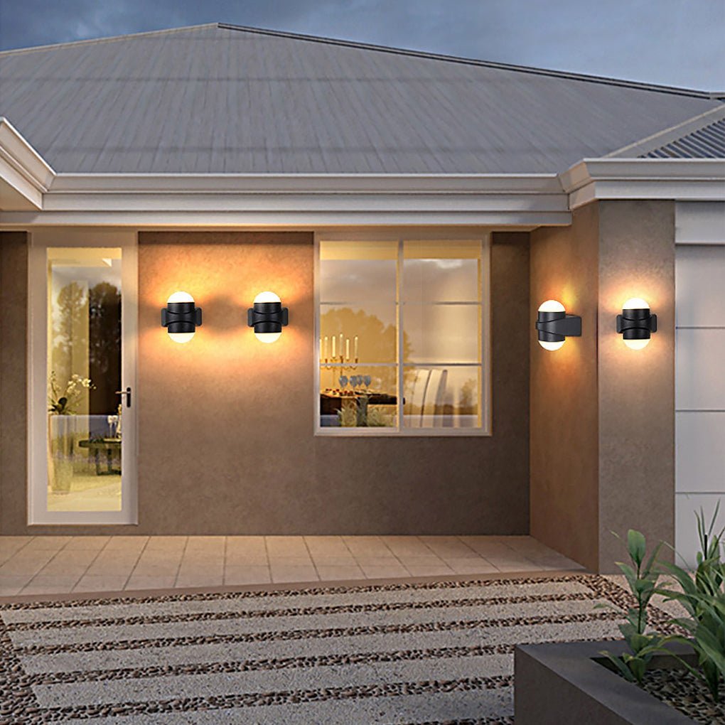 Modern Black Aluminum LED Up Down Outdoor Wall Sconce Waterproof