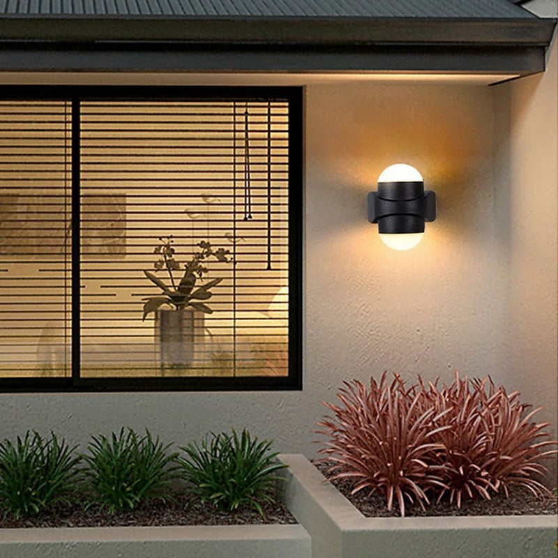 Modern Black Aluminum LED Up Down Outdoor Wall Sconce Waterproof