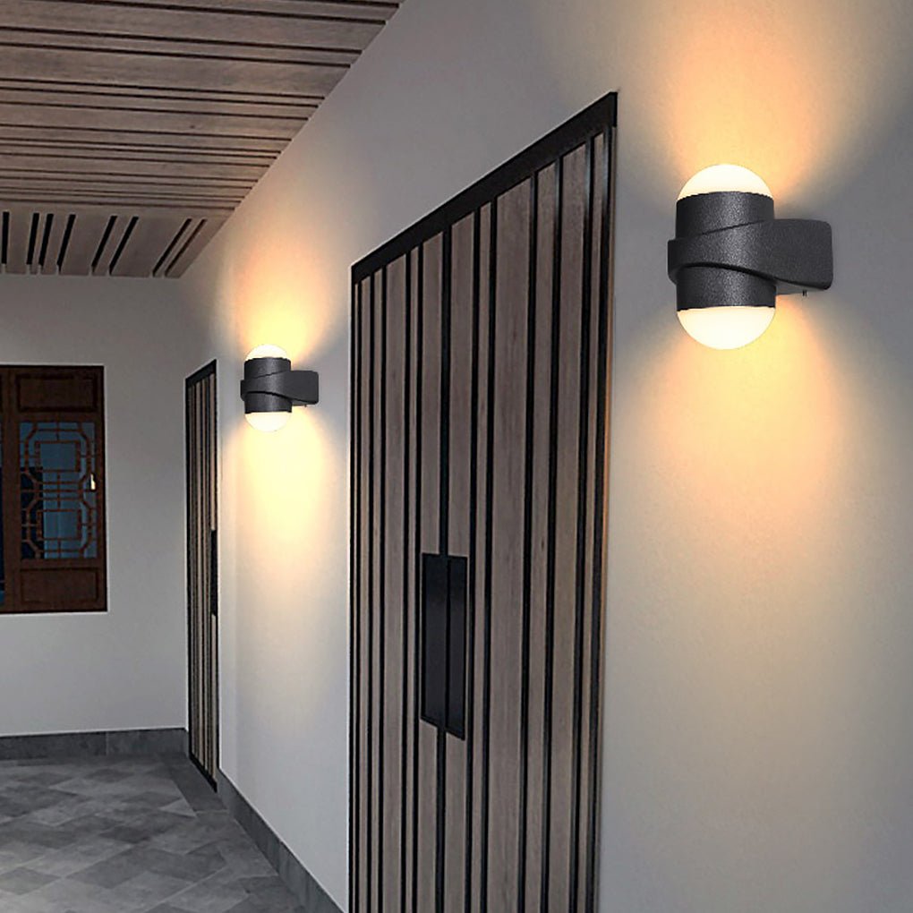 Modern Black Aluminum LED Up Down Outdoor Wall Sconce Waterproof