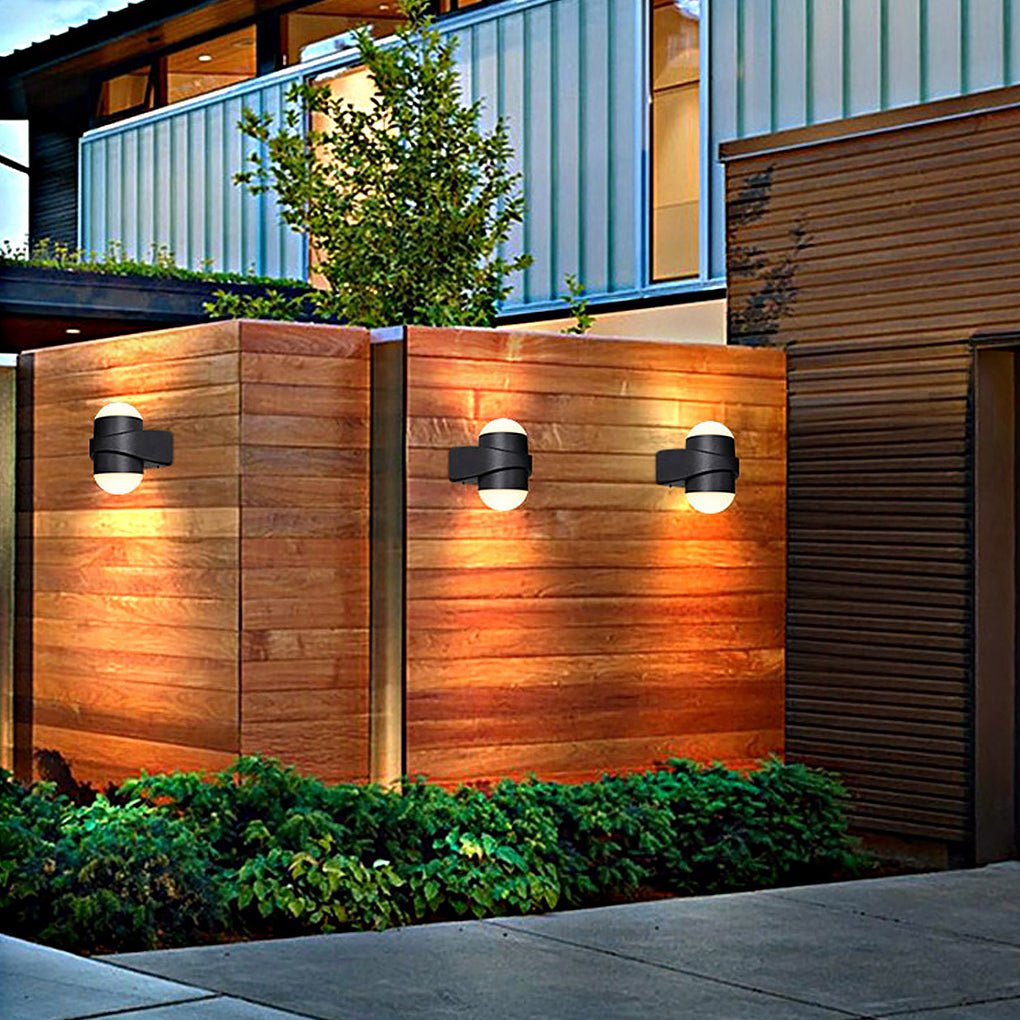 Modern Black Aluminum LED Up Down Outdoor Wall Sconce Waterproof