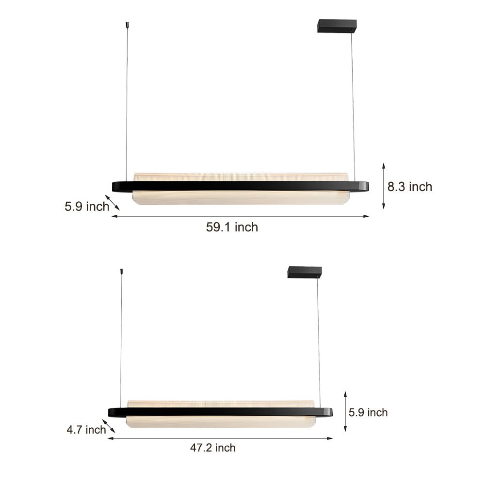 Modern Wave Linear Suspension Lamp Acrylic Island Light