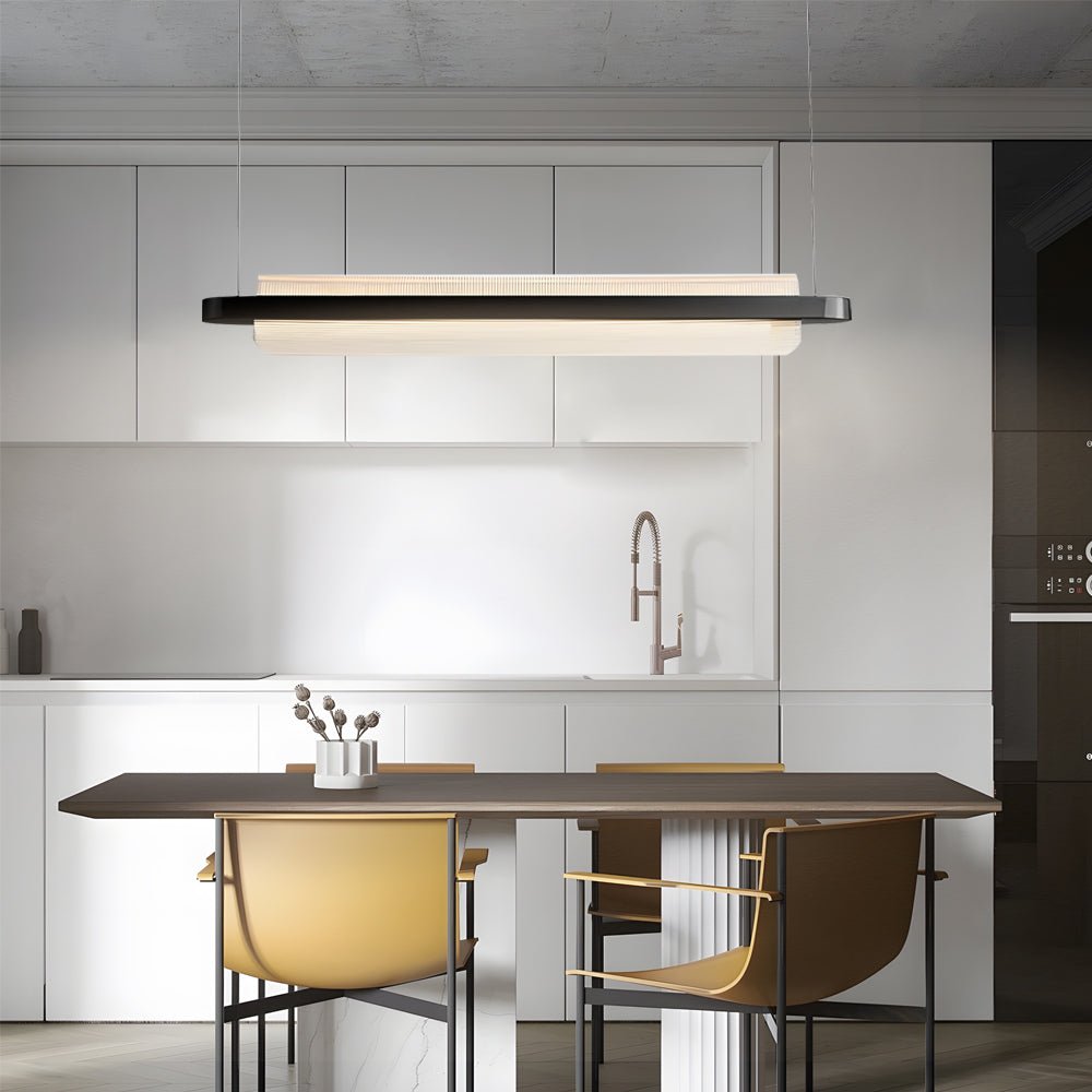 Modern Wave Linear Suspension Lamp Acrylic Island Light