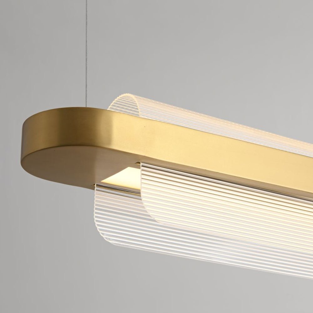 Modern Wave Linear Suspension Lamp Acrylic Island Light