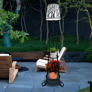 Solar Outdoor Floor Lamp with Shelves - Modern Black Metal
