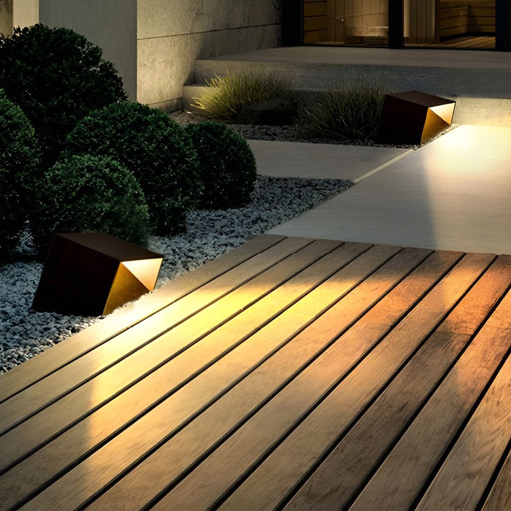 Geometric Cube Outdoor Landscape Light Stainless Steel LED Path