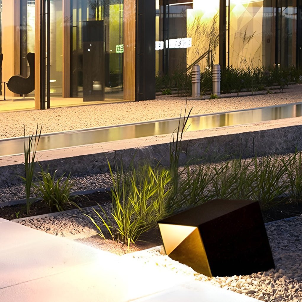 Geometric Cube Outdoor Landscape Light Stainless Steel LED Path