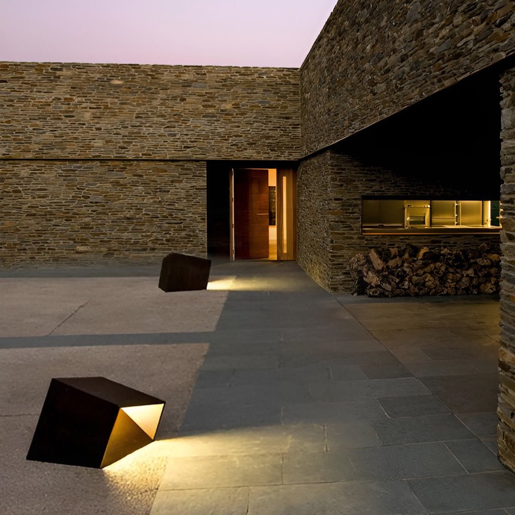 Geometric Cube Outdoor Landscape Light Stainless Steel LED Path