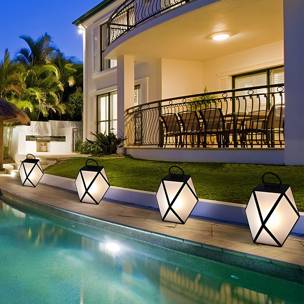 Modern Geometric Outdoor Post Light Pillar Lantern Stainless Steel