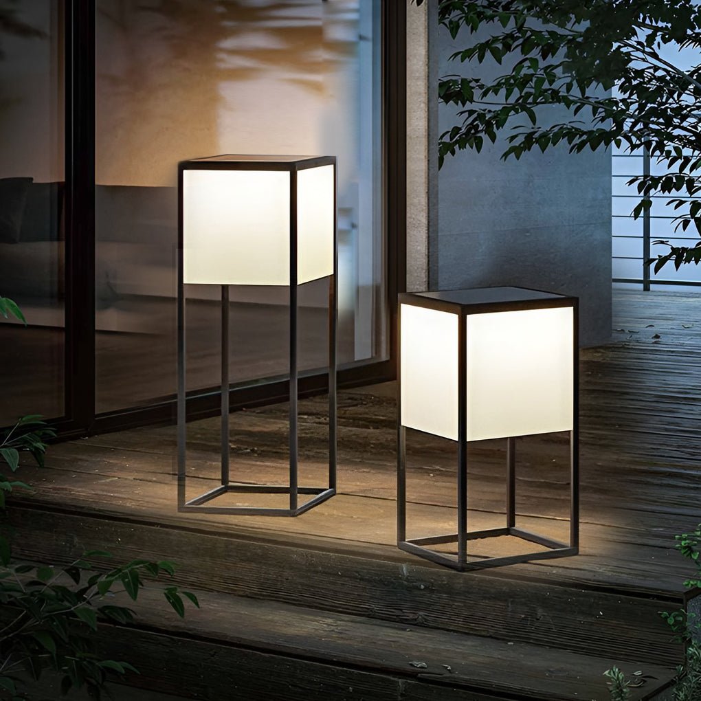 Square Solar Post Light with Acrylic Shade & Stainless Steel Frame